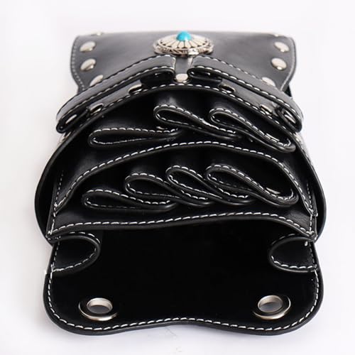 Bolsa de Cintura para Cabeleireiro, Bolsa de Ferramentas para Tesoura de Barbeiro de Couro PU Com 7
