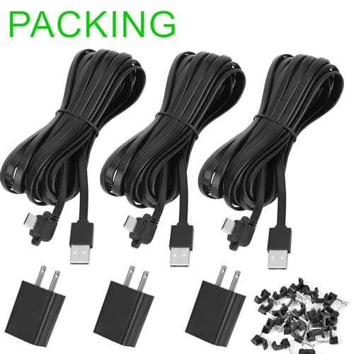 Image of Uogw 3Pack 20ft /6m Power Cable and Adapter Compatible with Blink Outdoor 4 (4th Gen),Weatherproof Outdoor Charging Power Cord,Flat Charging Extension Cable for All-new Blink 4 (4th Gen) Camera