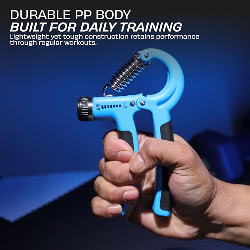 Image of Nivia Hand Grip 2.0 for men and women with 5 to 60 kg adjustable resistance, Steel spring, Anti-slip grip, Durable, Grip For Forearm Strength Training (Blue)