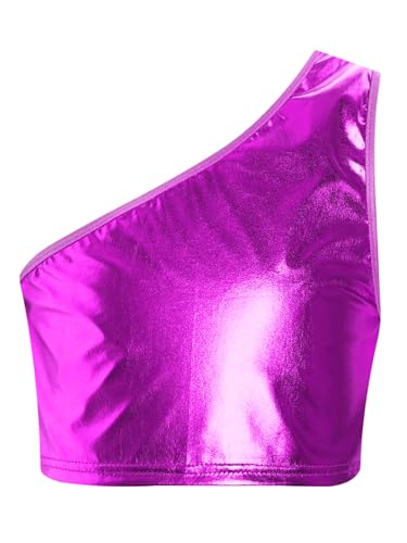 Kids Girls Boys Shiny Sports Bra Sleeveless Training Bra Slant Shoulder Crop Cami Bralette