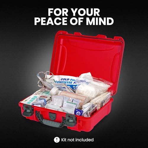 Image of NANUK 910 Waterproof First Aid Box Empty - Durable, Medical First Aid Organizer Case, IP67-Rated, Dustproof, Impact-Resistant, and Floats (13.2 inch x 9.2 inch x 4.1 inch) - Red