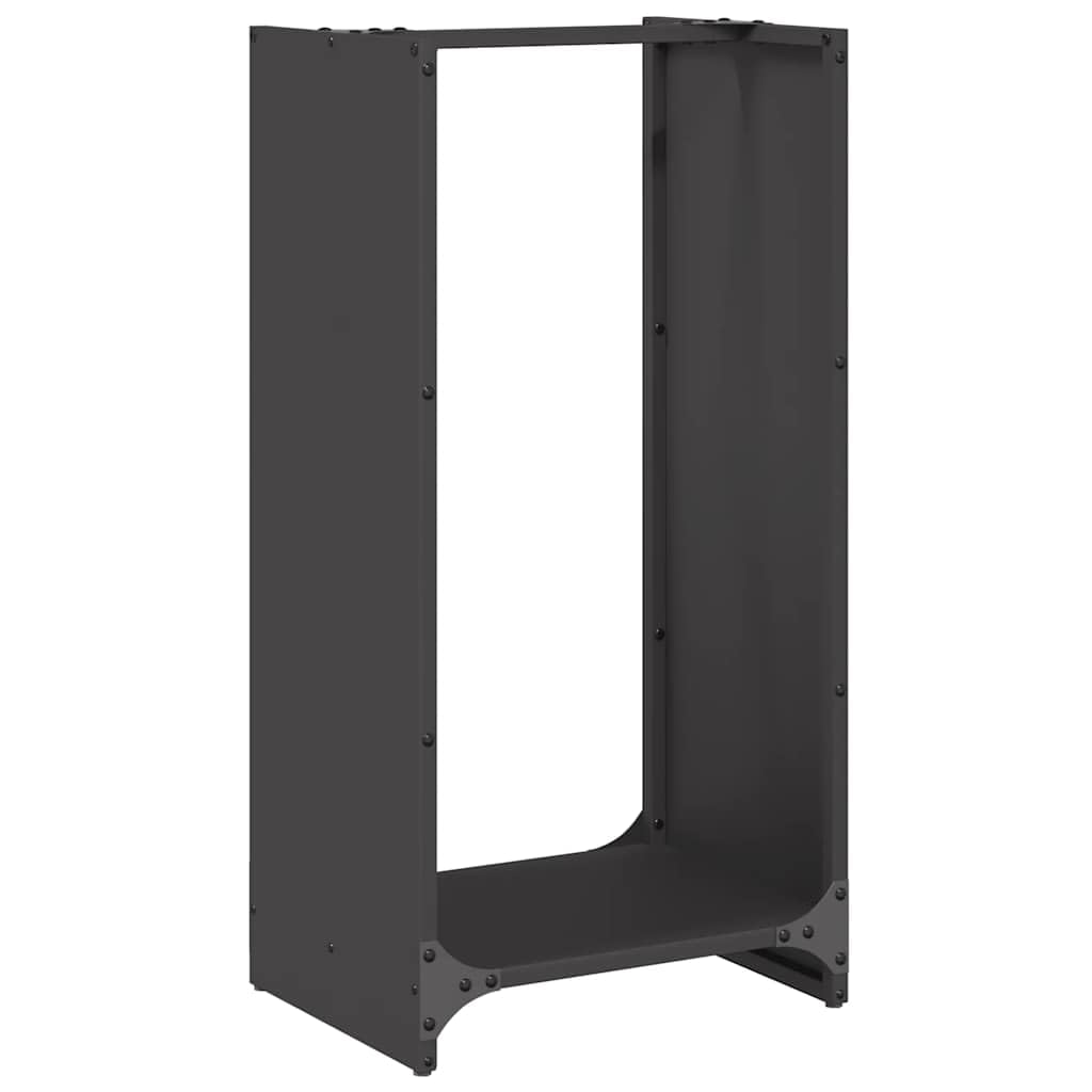 Étagère à bûches stable en acier laminé à froid - 40 x 30 x 80 cm - Noir - Porte-bûches de cheminée de grande capacité pour bois de chauffage sec, améliore la circulation de l'air et protège
