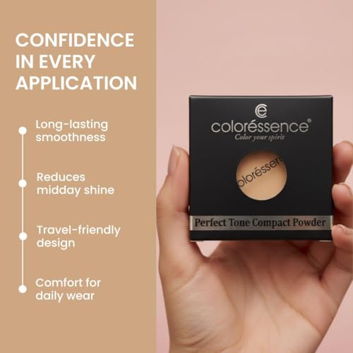 Image of Coloressence Perfect Tone Compact Powder With Free Applicator Puff | Matte Makeup Setting Powder| Oil Control Face Powder | Lightweight | Buildable | Suitable For All Skin Types | Beige, 10 Gram