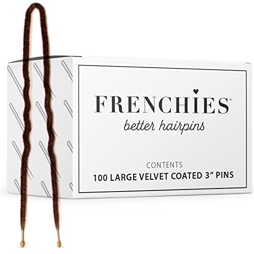 Frenchies French Twist Hair Pin Ultra Flocked Extra Soft French Hair Pins for Women Wedding Updo Extensions or Wig 100 Count Brown Small (2 inch)