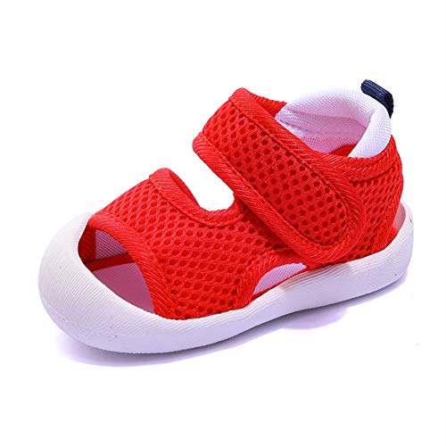 Boys Girls Athletic Sports Sandals Open-Toe Breathable Rubber Sole Beach Water Shoes for Toddler (5-Red, 6)