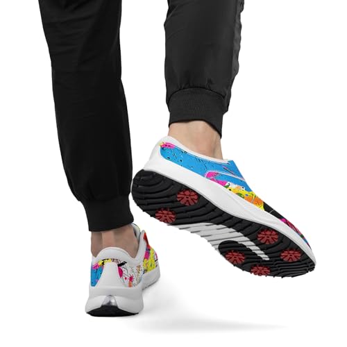 Spikeless Golf Shoes for Men, Women's Breathable Abstract Art Non-Slip Sports Walking Shoes with Air-Outer Golf Sneakers4