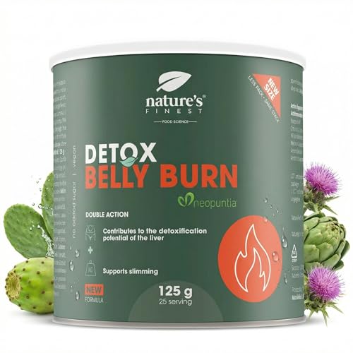Natures Finest by Nutrisslim Detox Burn Powder - Liver and Digestive Support - Weight Management with Opuntia (Nopal) Chlorella Artichoke Extract and Milk Thistle - Natural Orange Flavor - Vegan