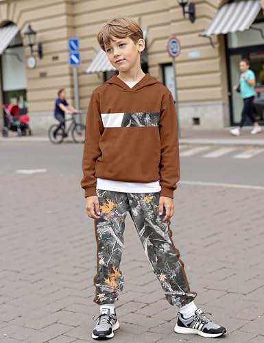 Image of Boys Clothes Boy Outfits 2-Piece Long Sleeve Hoodie and Camouflage Pants Boys Fall Winter Clothes for 6-16 Years