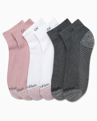 Image of Calvin Klein Womens Quarter Socks - 6 Pack Athletic Performance Cushioned Ankle Socks for Women for Running and Workout