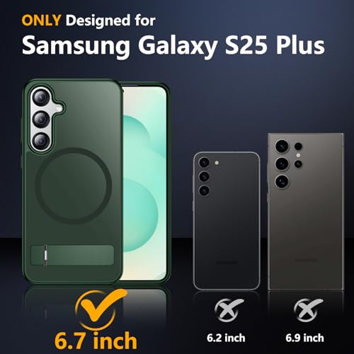 Image of SPIDERCASE Magnetic for Samsung Galaxy S25 Plus Case, [3 Stand Ways][ Military Grade Drop Protection] with Invisible Stand Shockproof Slim Case for Samsung Galaxy S25 Plus 6.7 inch, Dark Green