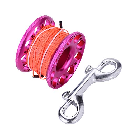 SPYMINNPOO Aluminum Spool Line, Anti Entangle Design, 360 Degree Rotation Connector for Double Ended Hook, 30M Length (Rose Red)