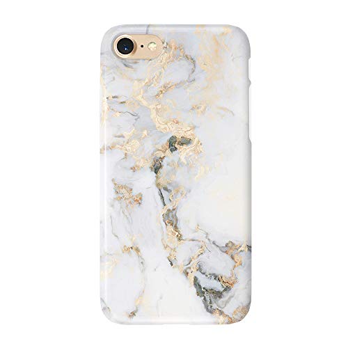 Obbii Case for iPhone SE 3(2022) 8/7/6/6S/SE 2nd 4.7' Generation White Golden Marble Shockproof Slim TPU Soft Silicone Durable Cover Case Compatible with iPhone 8/7/6/6S/SE 2nd