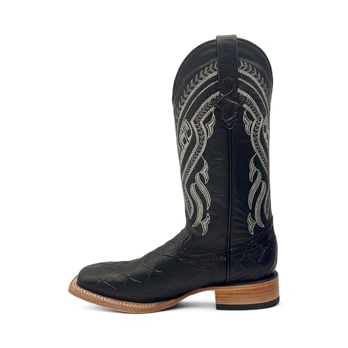 Men’s Leather Western Boot Pirarucu Fish Print Square Toe Mid Calf2