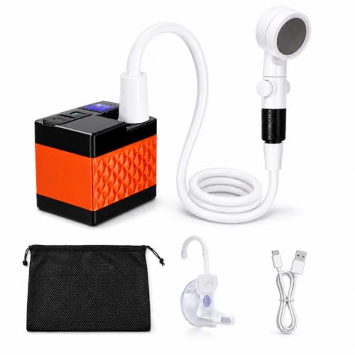 Ducha portátil para camping, bomba de 5200mAh, 4 modos de rociado