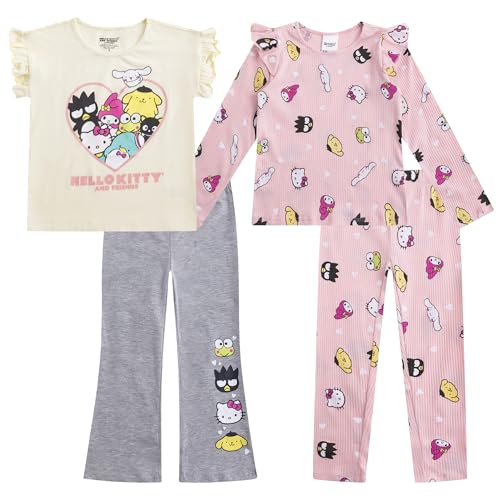 Image of Hello Kitty Girls Long Sleeve Shirt T-shirt and Pants 4 Piece Set Big Kids