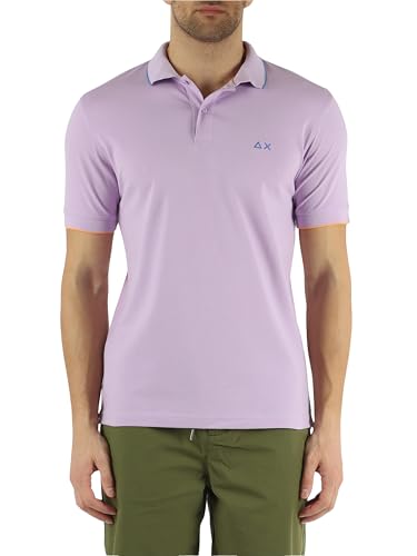 Polo Sun68 uomo Small stripes on collar A34113 lilla