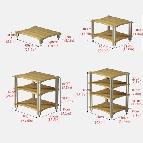 Soporte de madera móvil para equipos de música y almacenamiento de discos DVD 3