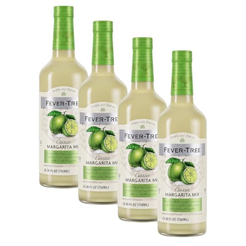 Fever-Tree Margarita Mix - Premium Quality Mixer - Cocktails &amp; Mocktails - Craft &amp; Batch Drink Mix – Naturally Sourced Ingredients - Non Alcoholic - 25.4 Fl Oz Glass Bottle (Pack of 4)