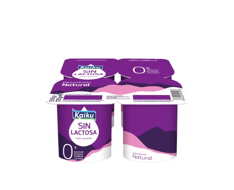 (6 packs) de 4x125g. KAIKU Yogur desnatado 0% materia grasa, sin lactosa ni azúcares añadidos Sabores Varios (VARIADOS)