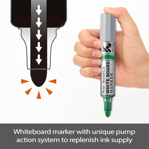 Pentel Maxiflo MWL5W-CX marqueur tableaux blancs pointe conique grand format bleu lisible