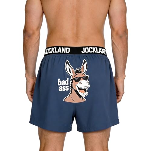 JOCKLAND Funny Animal Boxer Shorts for Men Novelty Humorous Underwear Gag Gift Boxers for Him (US Alpha Large Regular Regular DARK BLUE)