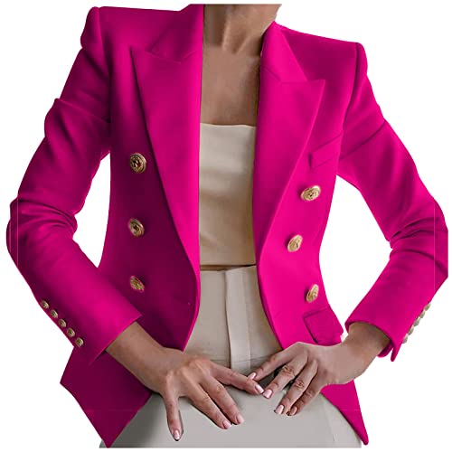 Elegant Business Office Work Blazer for Women Ladies Solid Button Suit Jacket Long Sleeve Slim Fit Formal Coat