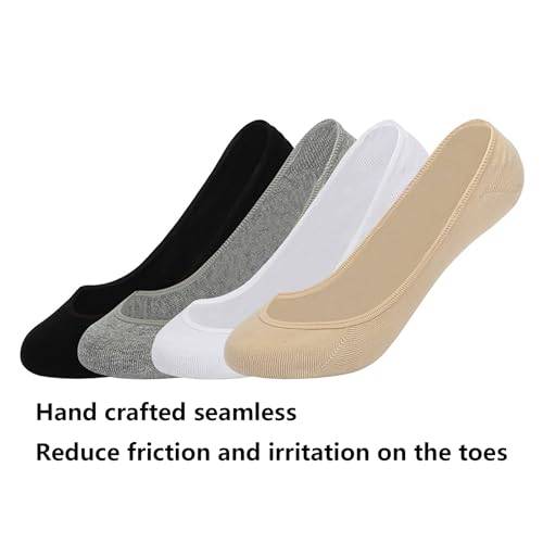 Bestjybt No Show Socks Women Ultra Low Cut Socks Cotton Seamless Non Slip Invisible Liner Footies for Flats 4 Pairs2