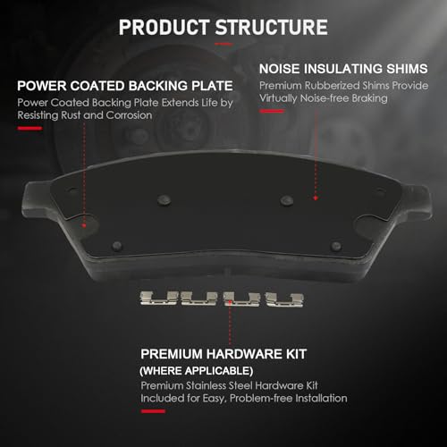 Image of cciyu D1422 & D1337 Front & Rear Ceramic Disc Brake Pads Kit For Cadillac SRX 2010-2016,For Saab 9-4X 2011