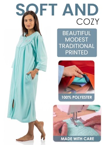 Image of Casual Nights - Jacquard Fleece zip up robes for women | women's house coats with pockets | Duster For Ladies
