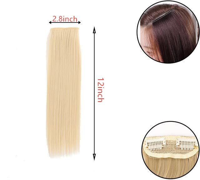 Miniatura 4 de Almohadilla de pelo sintético invisible sin costuras, con clip, extensión de cabello para cabello fino para mujeres, 2 unidades de 8 pulgadas (11.8