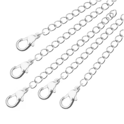 Beadaholique 324B-006 extensor de colar de corrente banhado com 5 peças, 5 cm, prata