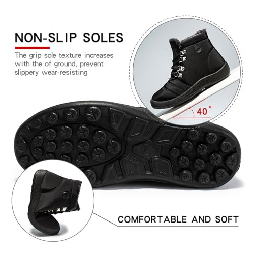 Women'S Waterproof Platform Snow Boots Winter Fur Lined Warm Lace-Up Outdoor Ankle Booties Waterproof Warm And Comfortable Short Boot4