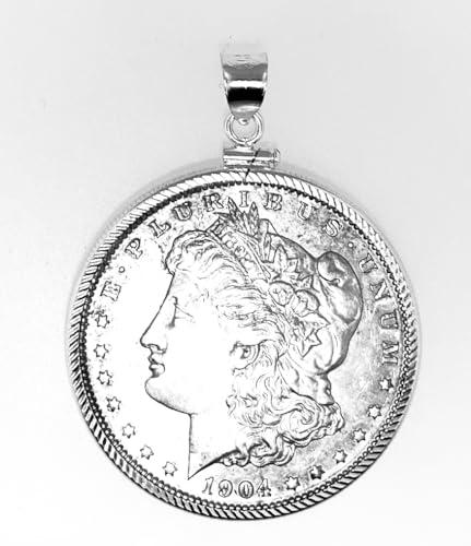 Diamond cut Sterling Silver Coin Edge Coin Bezel Frame Mount Pendant for $1 Peace Morgan Eisenhower Silver Dollar (COIN NOT INCLUDED)2