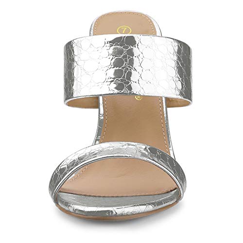 Allegra K Allegra K Women's Open Toe Stiletto Heel Slide Heels Silver Sandals - 9 M US