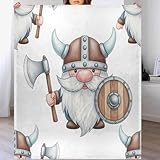 QUGRL Throw Blanket for Couch 50x60 Inches Funny Gnome Viking Warrior Soft Cozy Flannel Fleece Custom Blankets Lightweight Warm Fuzzy for Bed Sofa Chair,