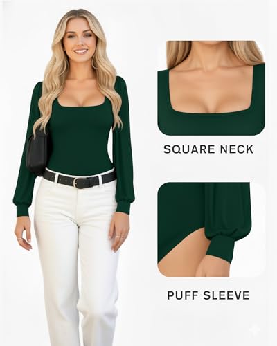 Image of Mangopop Women' Surplice Ruched Plunge Neck Deep-V Long Sleeve Bodysuit Jumpsuits