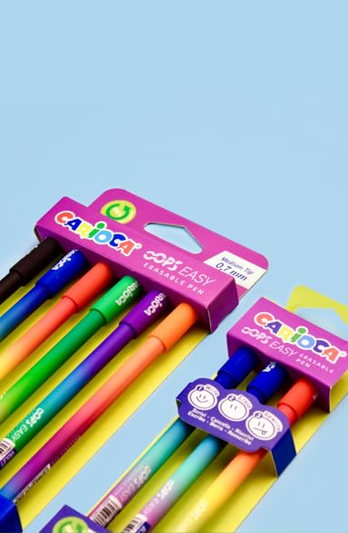 Carioca Oops Easy Penne cancellabili colori assortiti | Scatola di 6 penne cancellabili con inchiostro termosensibile | Aspetto colori sfumati | Punta Ø 0,7 mm | 6 pezzi