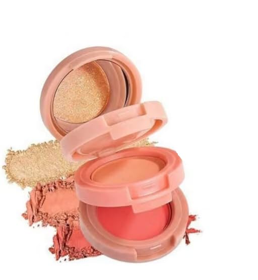 HD Baked Blusher Powder Highlighter Eyeshadow Palette 3in1 | Shimmer Finish, Multicolour, Face Makeup Combo, Highlighter Included, Compact Design-image-4