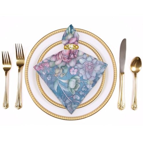 Servilletas de Tela con Flores Estilo Azul 4 Piezas miniatura 3