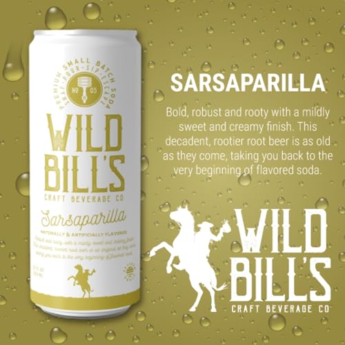 Image of Wild Bill's Craft Soda Soft Drinks Olde Fashioned Variety Pack, Ginger Ale, Ring Pop Berry Blast, Original Cola + MORE, Pure Cane Sugar, NO Caffeine or High Fructose Corn Syrup Gluten Free, 12 Pack