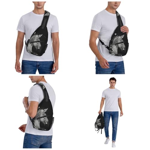 Bolso cruzado cebra negro y blanco para hombre y mujer miniatura 7