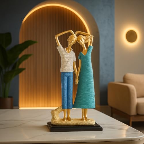 Image of Xtore Graceful Dancing Couple Figurine | Resin Home Decor Accent | Unique Art Piece for Living Room, Dining Room, or Entryway | Elegant and Dynamic Design | Perfect Wedding