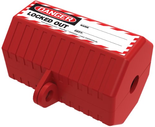 Accuform KDD225 STOPOUT StopPlug 110 VAC Plug Lockout, Fits Most 110 VAC Plugs, Plastic, Red