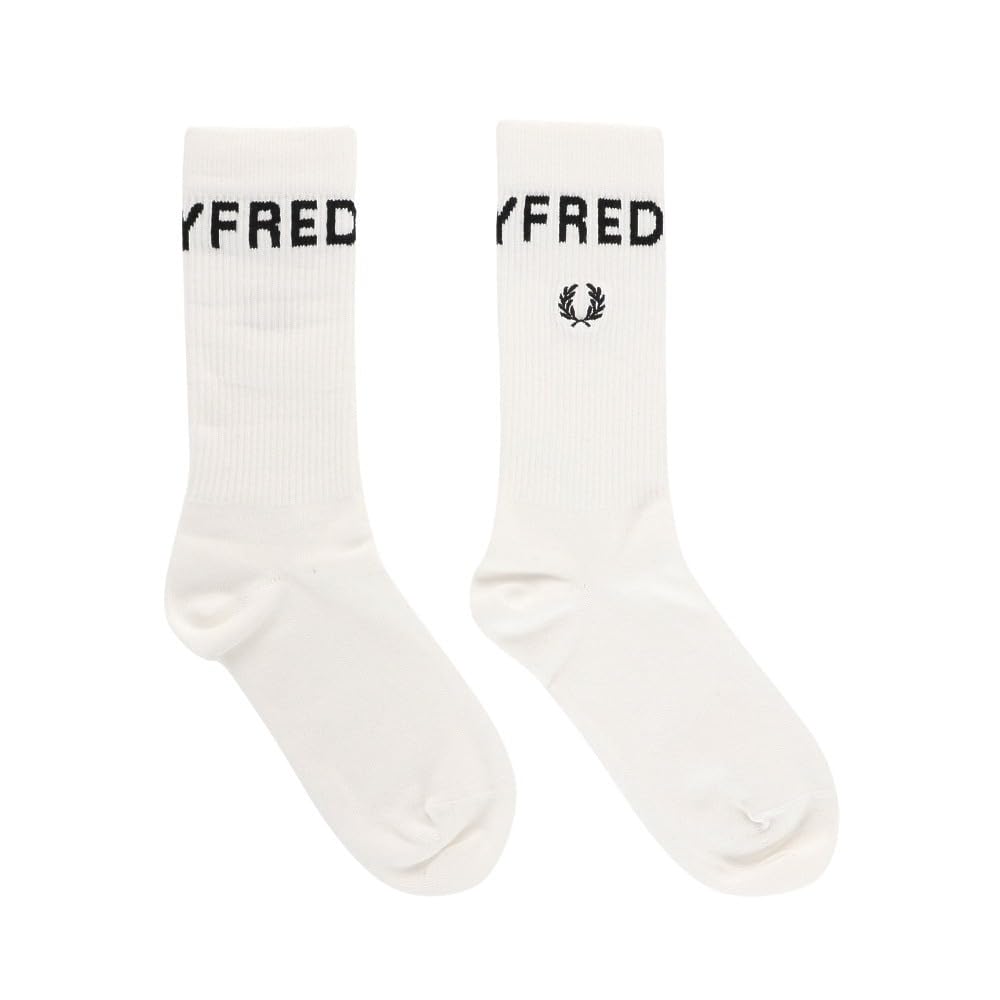 Fred Perry Calcetines unisex C6146 para hombre y mujer, talla 4-6 pulgadas, color blanco nieve, blancanieves, 16-18