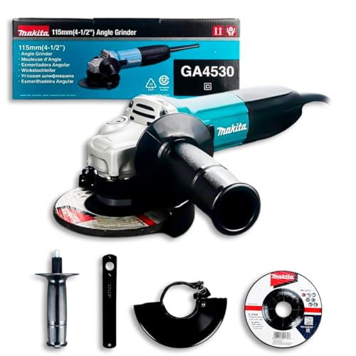 MAKITA Esmerilhadeira Angular GA4530 720W 115mm 11000RPM c/Alta Rotação p/Corte Rápido e Desbaste Potente em Metal Aço e Ferro p/Uso Profissional 220v