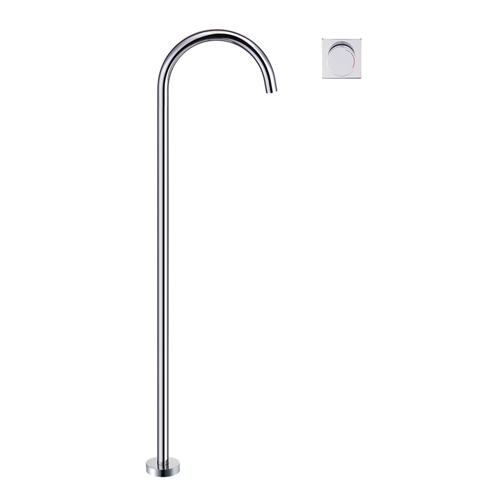 WOTZOV Bath Tap Free Standing Bath Taps Mixer Hot And Cold Brass Concealed Floor Mounted Bath Taps For Bathtub, Grey，Chrome