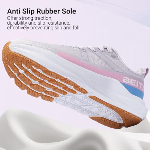Image of Beita Women's Width Toe Box Walking Shoes|Wedge Running Athletic Tennis Shoes with Rubber Outsole|Fashion Platform Sneakers Non-Slip Thick Anti Slip Breathable Cushion Leisure Work