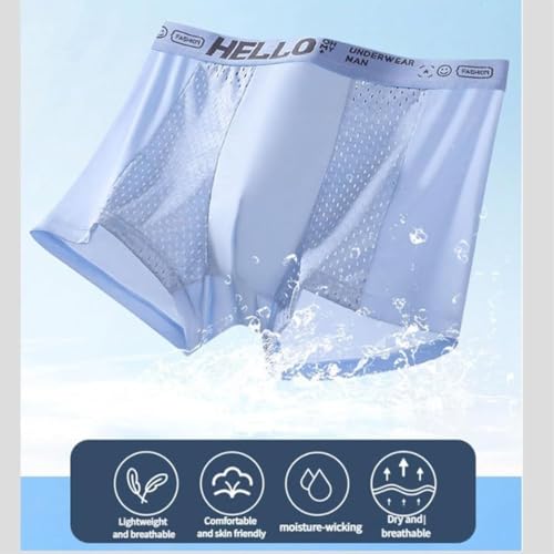 4PCS Hello Underwear For Men, Hello Mesh Mens Underwear, Low Rise Boxer Briefs For Men, Ice Silk Breathable Trunks2
