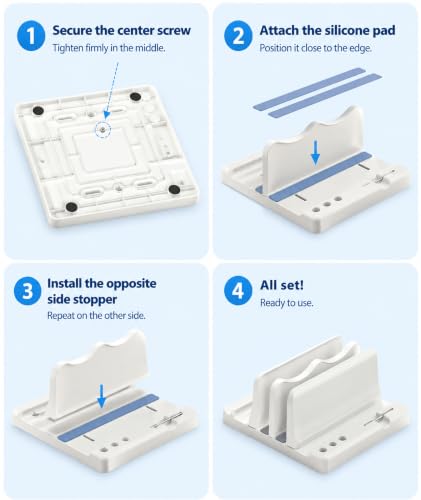 Image of Vertical Laptop Stand, Space Saving Design for Desk Organization, Dual Slot Laptop Holder for Laptop and Tablet, Compact Vertical Stand for Home Office and Dorm Rooms, White Color