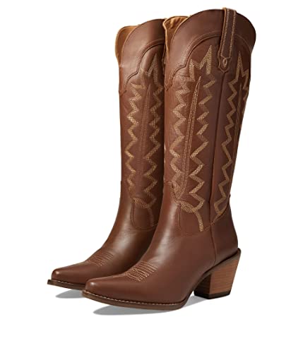 Image of Dingo Womens High Cotton Embroidery Snip Toe Casual Boots Knee High Mid Heel 2-3 inch